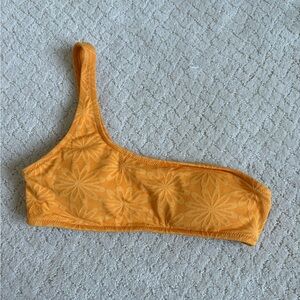 Orange One-Shoulder Floral Bikini Top